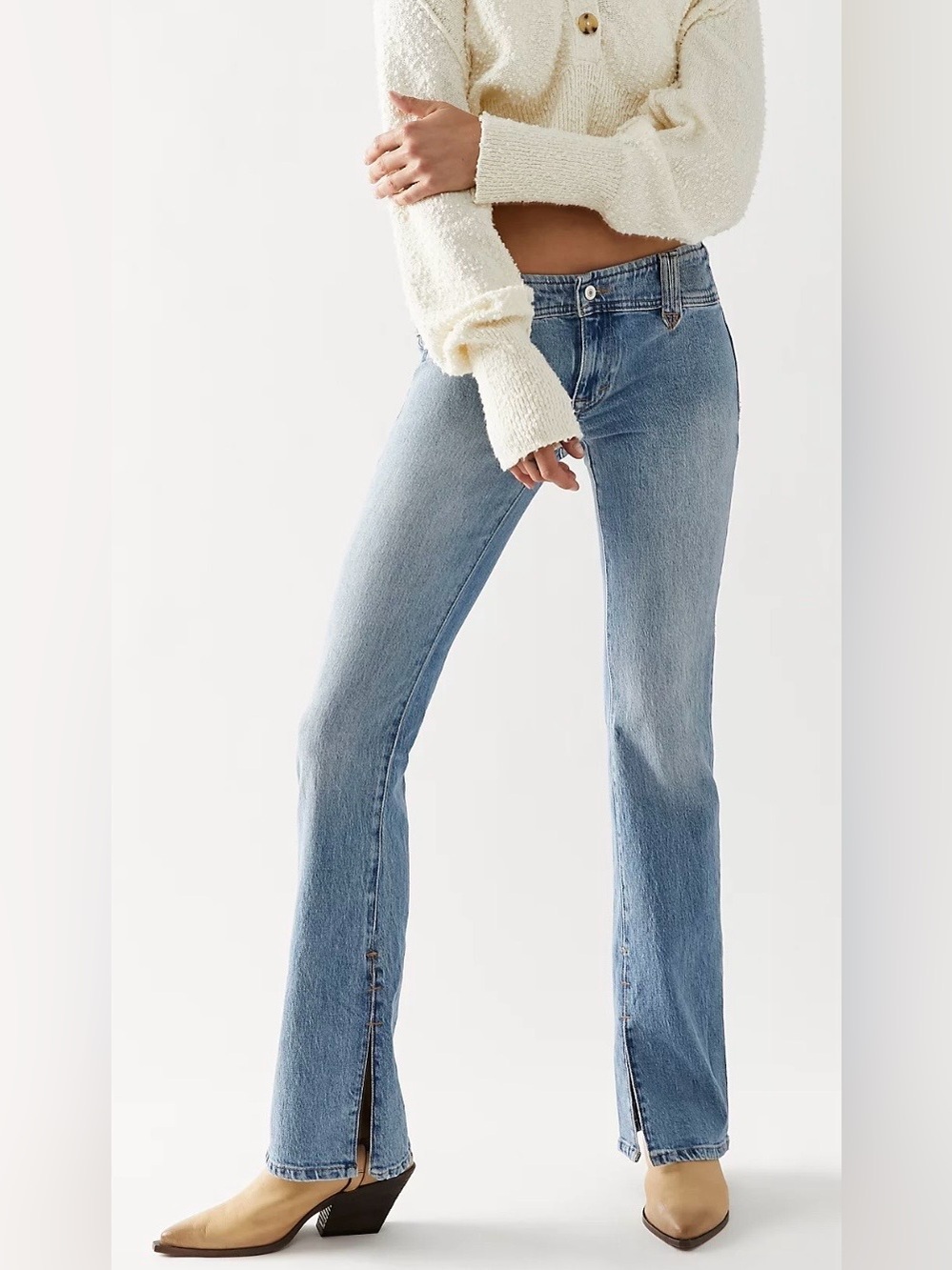 NEW Free People Women’s Stillwater Low Rise Slim Flare Split Hem Jeans
